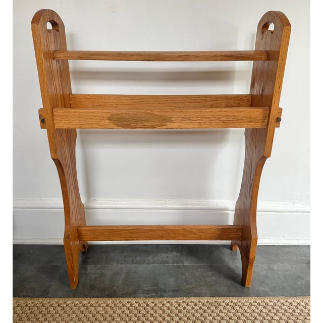 Vintage Benchmade Solid Oak Quilt or Blanket Rack For Sale - Image 4 of 13