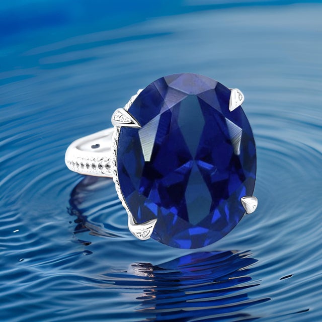 Natural Solitaire Composite Sapphire Ring 6.5 14k WG 16.63 TCW Certified For Sale - Image 11 of 11