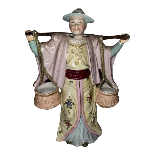 Early 20th Century Rare Vintage Polychrome Porcelain Chinese Nodder Figure For Sale