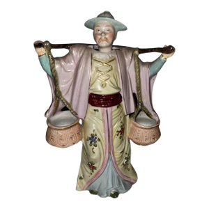 Early 20th Century Rare Vintage Polychrome Porcelain Chinese Nodder Figure
