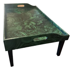 A Modern Style Breakfast in Bed Tray Handmade and Hand Painted in Wood Faux Malachite