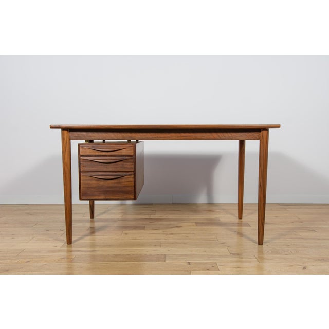 Mid-Century Modern Mid-Century Walnut Freestanding Desk from Rosengren Hansen, Denmark, 1960s For Sale - Image 3 of 18