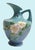 American 1940s Roseville Pottery Pitcher, Blue & White Flowers and Leaves - Large (10 Inches Tall) For Sale - Image 3 of 12