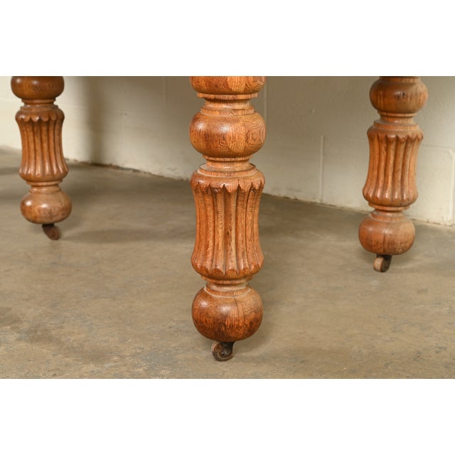 R. J. Horner Style Antique Victorian Carved Oak Extension Dining Table, Circa 1890s For Sale - Image 13 of 15