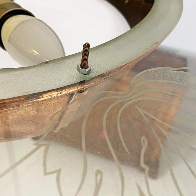 Mid-Century Modern Italian Glass Pendant with Copper Decoration, 1940s For Sale - Image 10 of 16