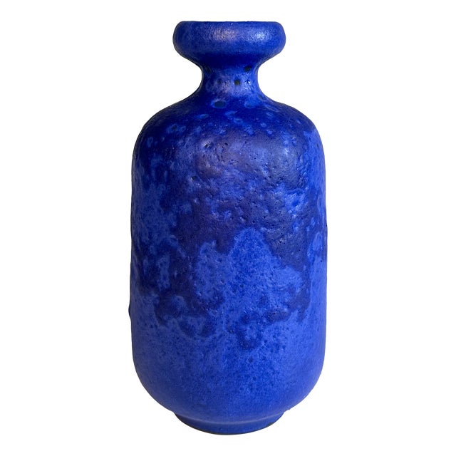 Studio Ceramic Art Vase with Blue Lava Glaze by Hartwig Heyne for Hey Keramik, West Germany, 1970s For Sale
