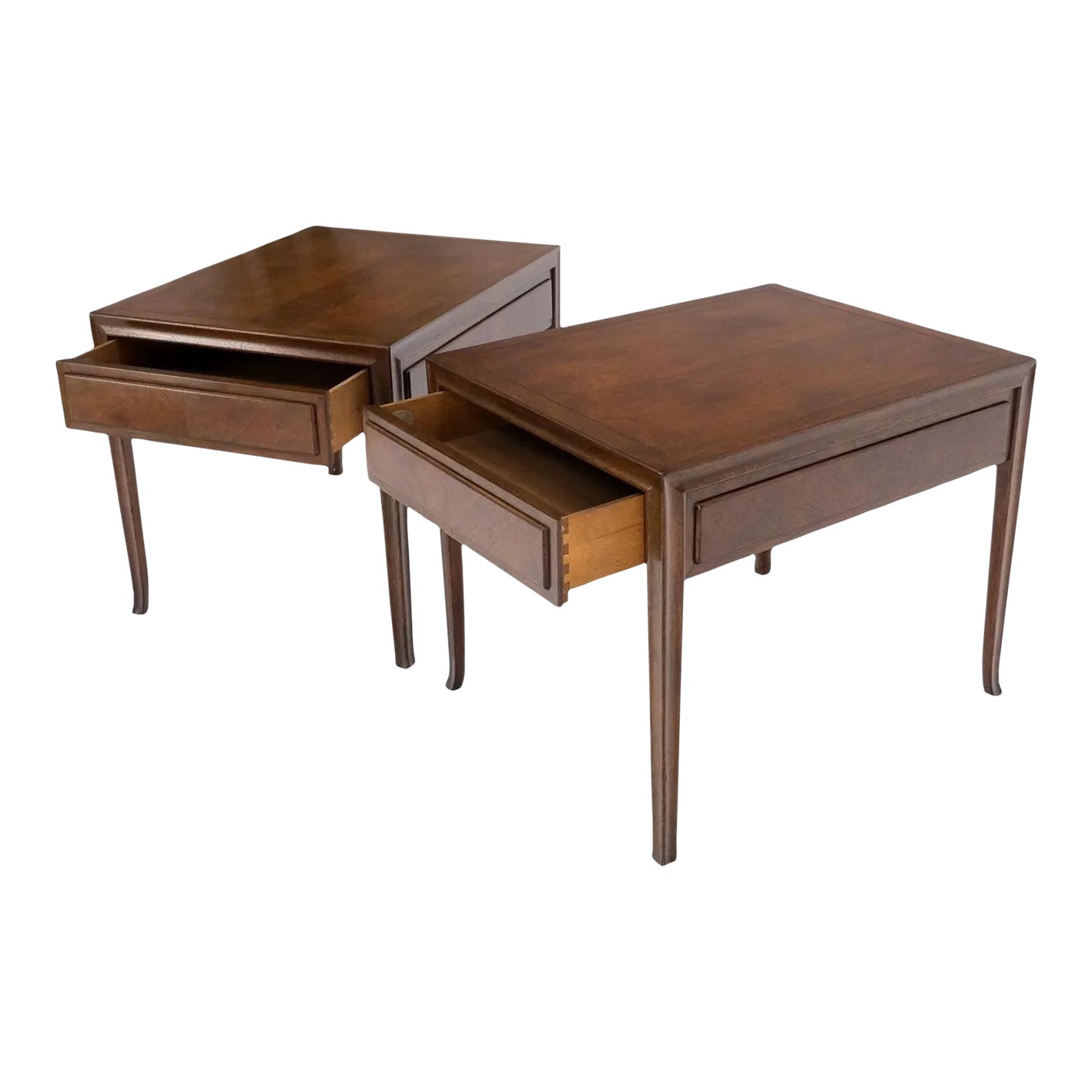 Pair Baker Mid-Century Modern Rectangle One Drawer End Side Tables ...