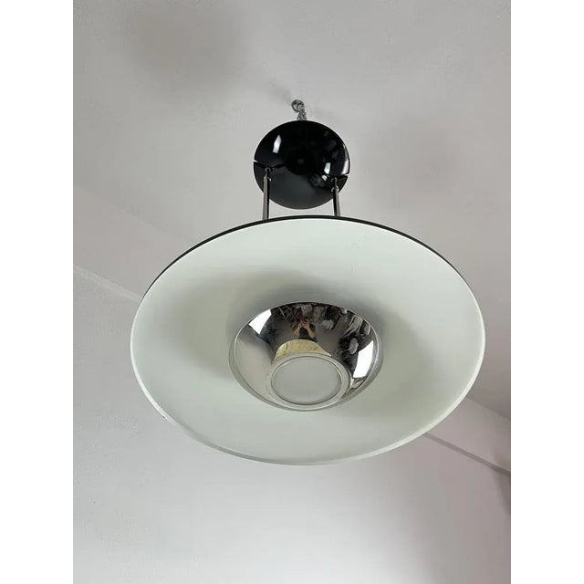 Black Vintage Chandelier in Enamelled and Glass Aluminum by Elio Martinelli for Martinelli Luce Italia, 1980s For Sale - Image 8 of 13
