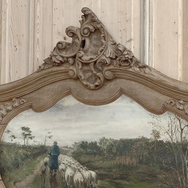 Sand 19th Century Country French Louis XV Stripped Oak Trumeau Mirror For Sale - Image 8 of 18