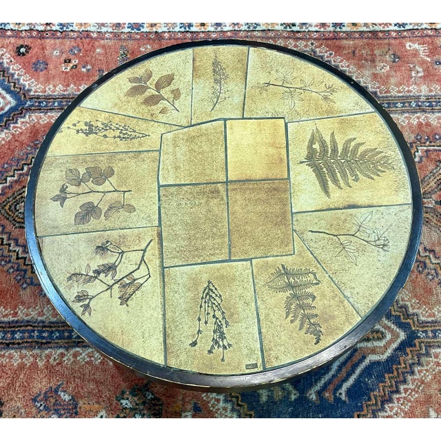 1960s Beech Coffee Table with Ceramic Top by Raymonde Leduc Vallauris, 1960s For Sale - Image 5 of 10