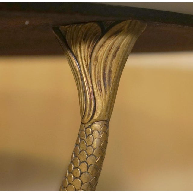 19th Century Italian Gilt Brass & Carrara Marble Dolphin Coffee Table For Sale - Image 12 of 18