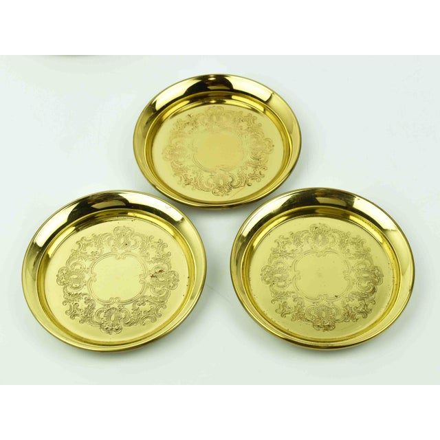 Mid-Century Modern Late 20th Century Solid Brass Filigree Round Coasters- Set of 6 For Sale - Image 3 of 5