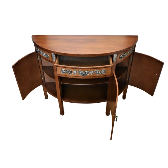 Mid 20th Century Mid 20th Century French Louis XVI Style Marquetry Demilune Cabinet For Sale - Image 5 of 12