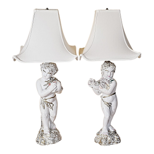 Vintage Hand-Painted Italian Figural Table Lamps, a Pair