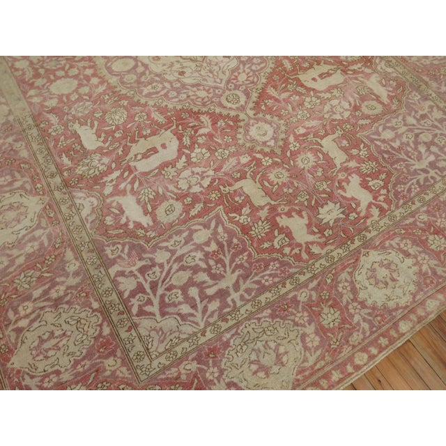 Zabihi Collection Animal Motif Rose Lavender Turkish Room Size Rug For Sale In New York - Image 6 of 12
