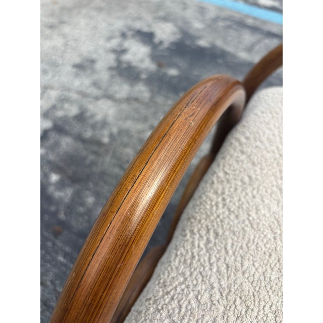 Vintage Mid-Century Italian Rattan Vanity Stool With Boucle For Sale In Miami - Image 6 of 7