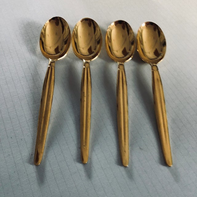 90's Present by Austria Vienna Gold Stainless Tea Spoons S/4 For Sale - Image 4 of 4