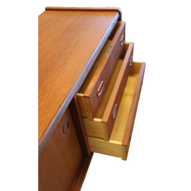 Brown Danish Teak Sideboard with Sliding Doors and Drawers, 1960s For Sale - Image 8 of 14
