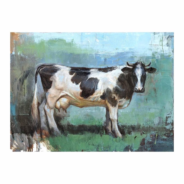 Matthew Paoletti "WI. Dairy Cow" Contemporary Naturalistic Rural Animal Painting of a Cow, 2022 For Sale - Image 4 of 11