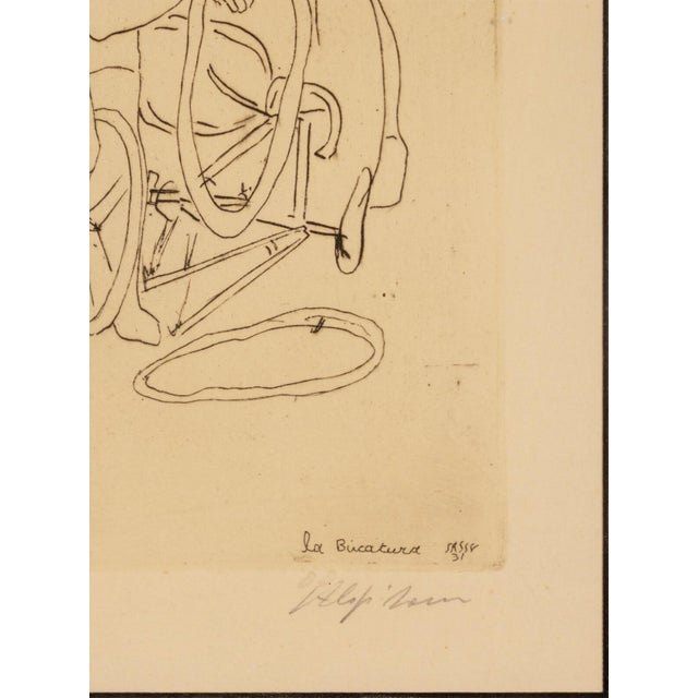 Late 20th Century August Mosca Le Demarre Signed Modern Figurative Etching on Paper 53/110 Framed For Sale - Image 5 of 7