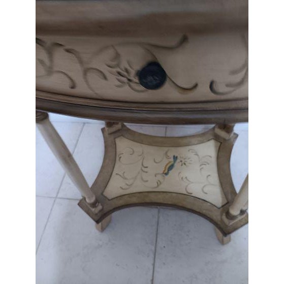 Decorative French style accent table featuring Hand Painted details One Drawer 25" W x 29" H x 17" D