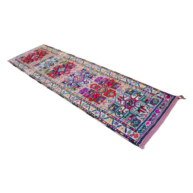 1970s Runner Rug Turkish Hand-Knotted Rug Colorful Tribal Hallway Decor Kitchen Runner 3x10 Ft Approx For Sale - Image 4 of 18