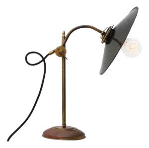French Purple Brown Enamel and Brass Desk Light
