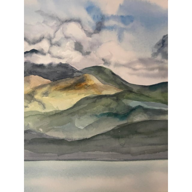 Watercolor on paper of a mountains coast and water. Signed G L Chiappone lower right. Combined shipping available, actual...