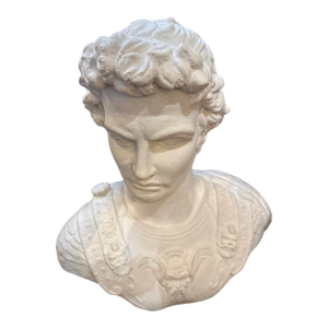 Vintage Italian Painted Stone Bust of Alexander the Great .