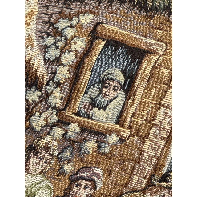 Green French Jacquard Tapestry with the Flemish Festival Motif in the style of Aubusson, 1970s For Sale - Image 8 of 18