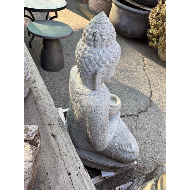 Gray Vintage Stone Carved Buddha Statue For Sale - Image 8 of 8