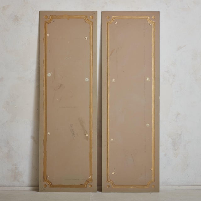 These 1920s French rose gold mirrors were salvaged from a quaint, dimly lit brasserie in the South of France. The large-...