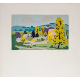 1966 Jean Hugo the Village Lithograph For Sale