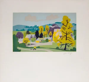 1966 Jean Hugo the Village Lithograph