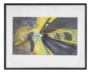 Y. Jastoy, Feb. 99, Subway Platform, Drawing on Paper