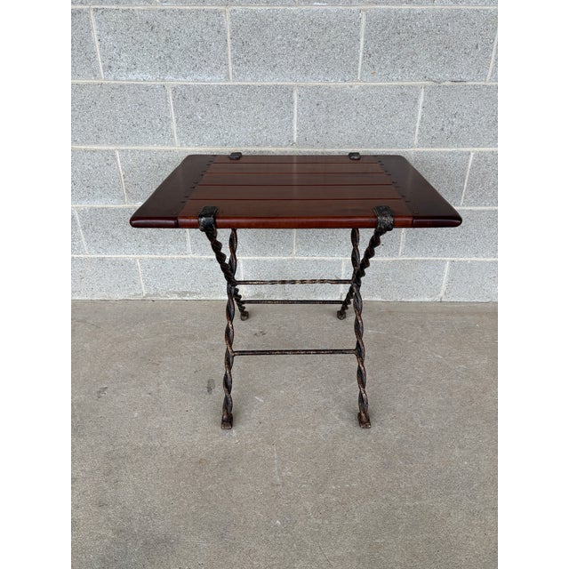 Spanish Revival Style Cherry & Cast Iron Side/End Table For Sale In Philadelphia - Image 6 of 7