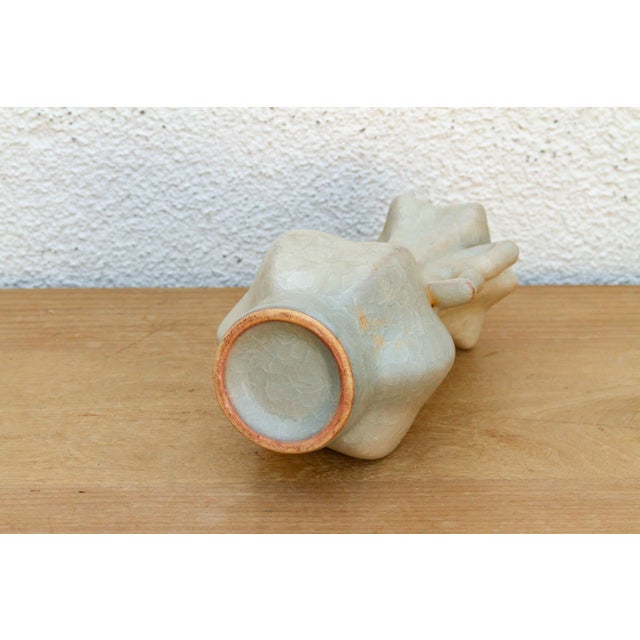 Butterfly Handle Celadon Craze Vase For Sale In Los Angeles - Image 6 of 7