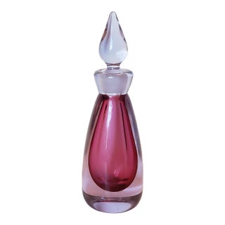 Archimede Seguso Murano Glass Neodymium Ruby Sommerso Perfume Bottle For Sale