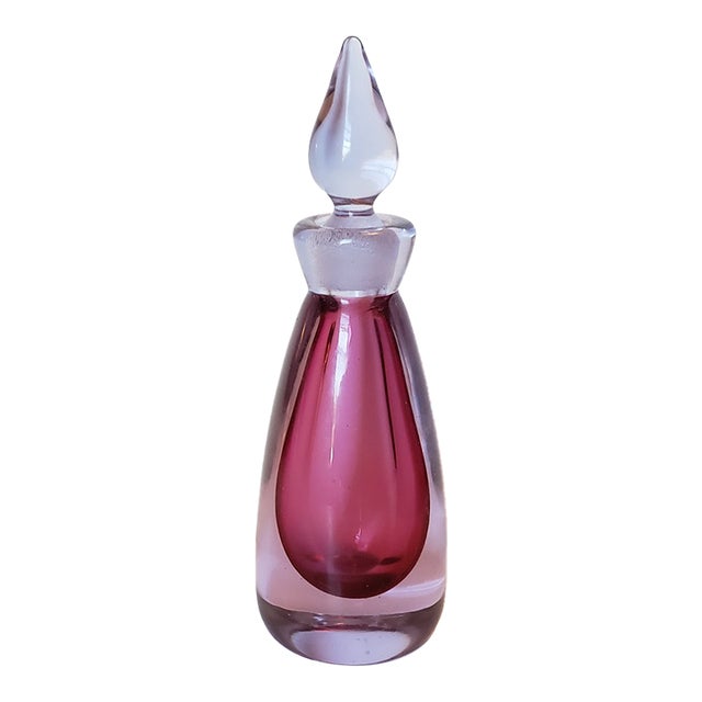 Archimede Seguso Murano Glass Neodymium Ruby Sommerso Perfume Bottle For Sale