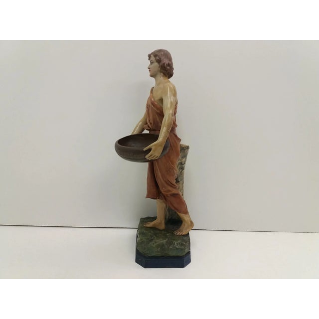 Czechoslovakian Art Deco Terracotta Girl Statue, 1930s For Sale - Image 13 of 18