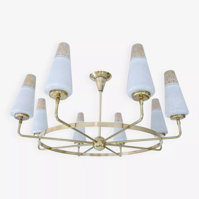 Vintage Italian Glass and Brass Chandelier, 1950s For Sale - Image 17 of 17