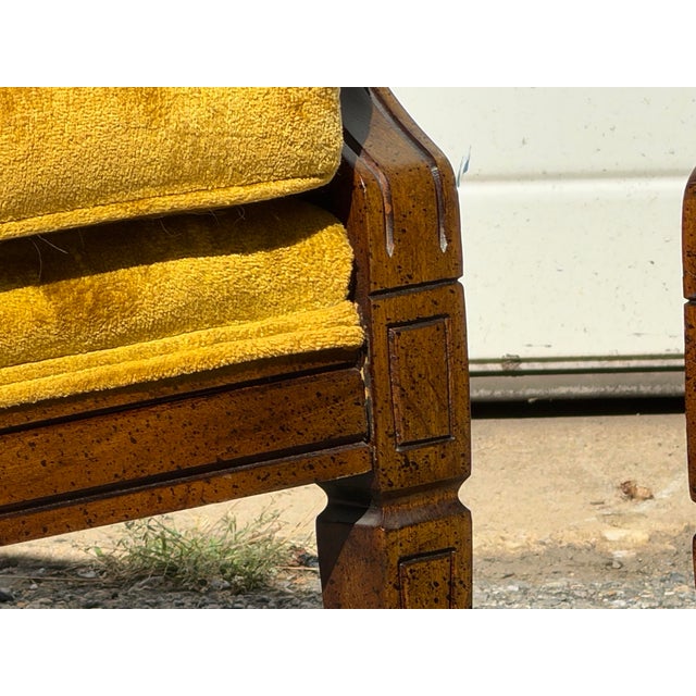 Hollywood Regency Pair of Vintage Mid-Century Hollywood Regency High-Back Velvet Fireside Chairs For Sale - Image 3 of 12