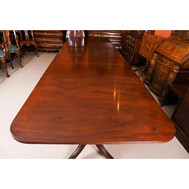 Vintage Triple Pillar Dining Table and Chairs by William Tillman Harrods, 1980s, Set of 13 For Sale - Image 10 of 18