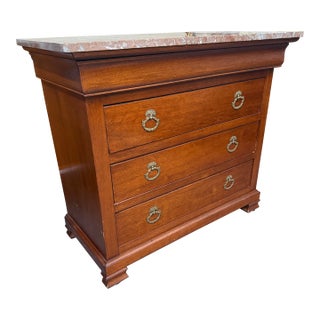 Antique Louis Phillipe Marble Top Cherry Wood Bachelors Chest For Sale