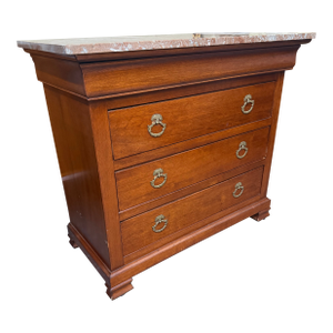 Antique Louis Phillipe Marble Top Cherry Wood Bachelors Chest