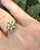 Metal 14k Gold Emerald and Diamond Floral Cluster Cocktail Ring Vintage For Sale - Image 7 of 8