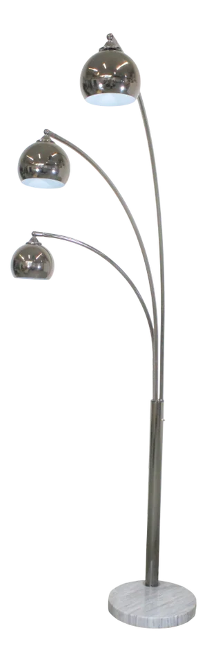 Mid-Century Modern Italian Chrome & Marble Guzzini Style 3-Way Arc Floor Lamp