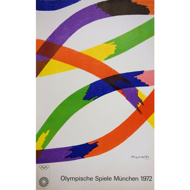 Lithograph Colorful Ribbons Poster attributed to Piero Dorazio For Sale