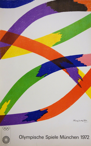 Lithograph Colorful Ribbons Poster attributed to Piero Dorazio
