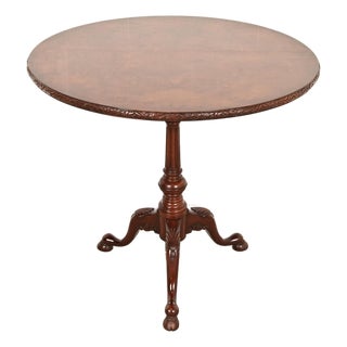 Smith & Watson Georgian Mahogany and Burl Wood Pedestal Tea Table For Sale